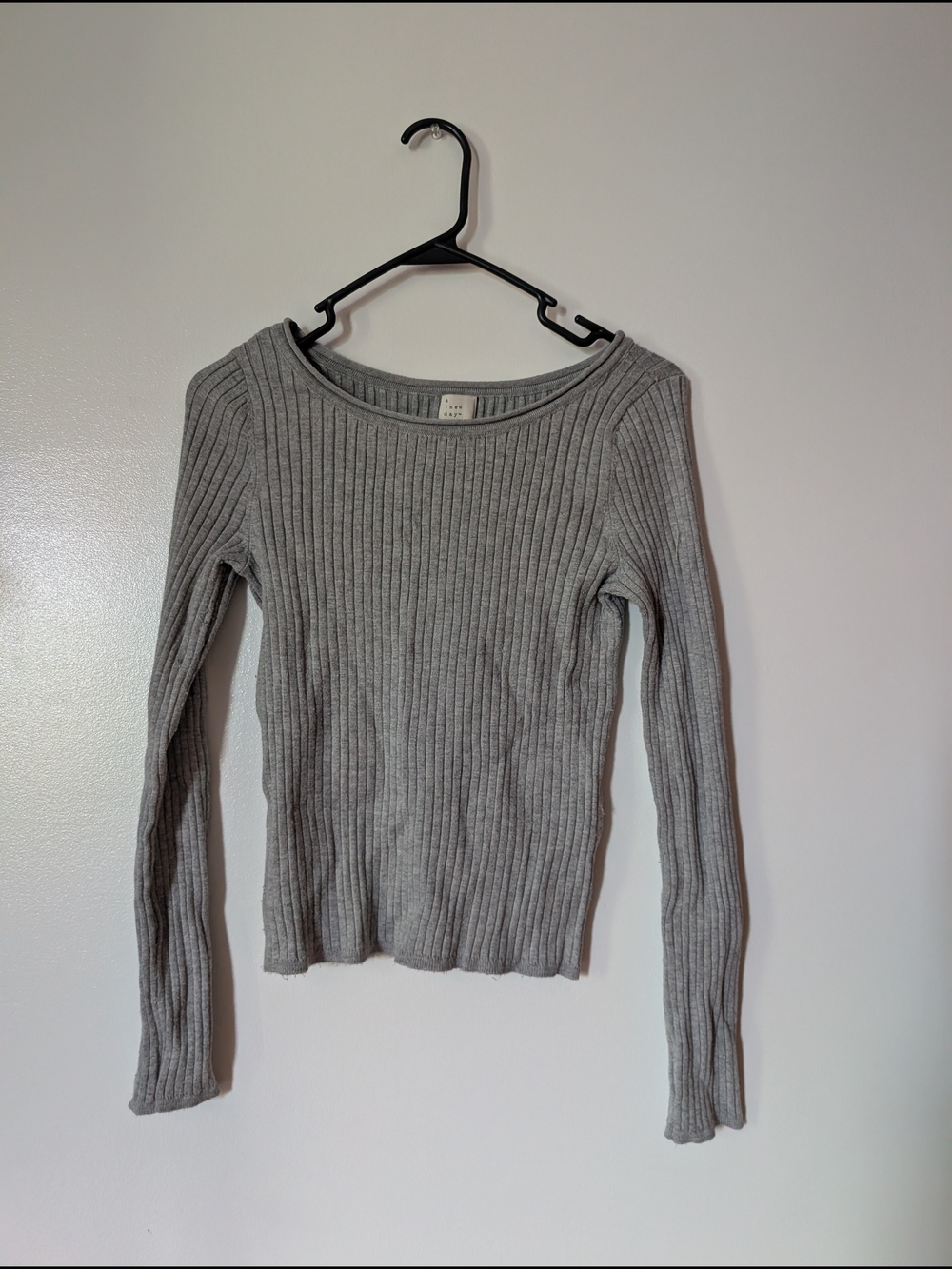 a new day Gray Ribbed Scoop Neck Sweater